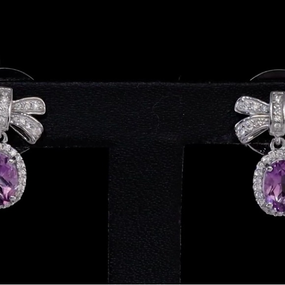 Moroccan Rose and Moissanite 2.00 ctw Love Bow Earrings - Picture 6 of 8